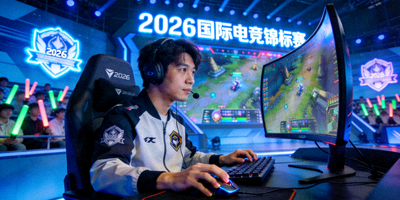 电竞选手在2026年国际锦标赛上操作电脑的专注画面